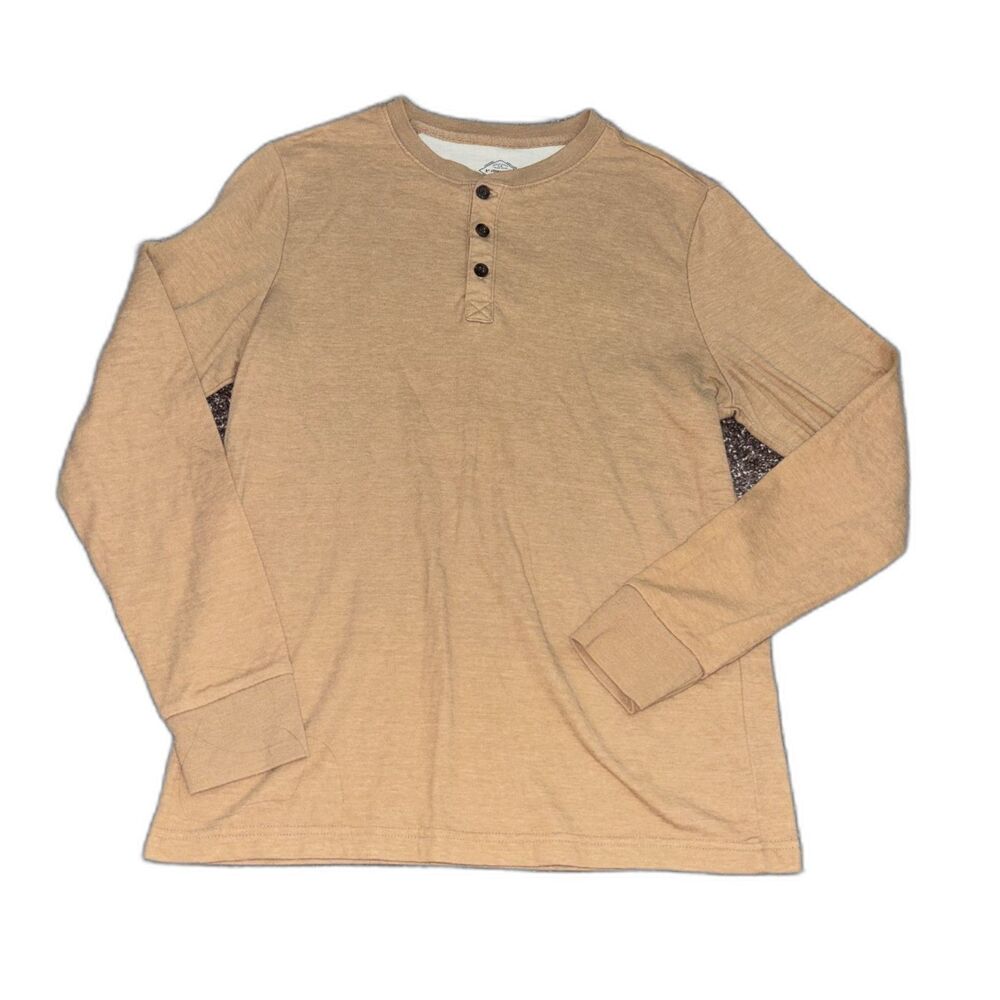 St. John’s Bay Men’s Tan Long Sleeve Henley Shirt Size Small